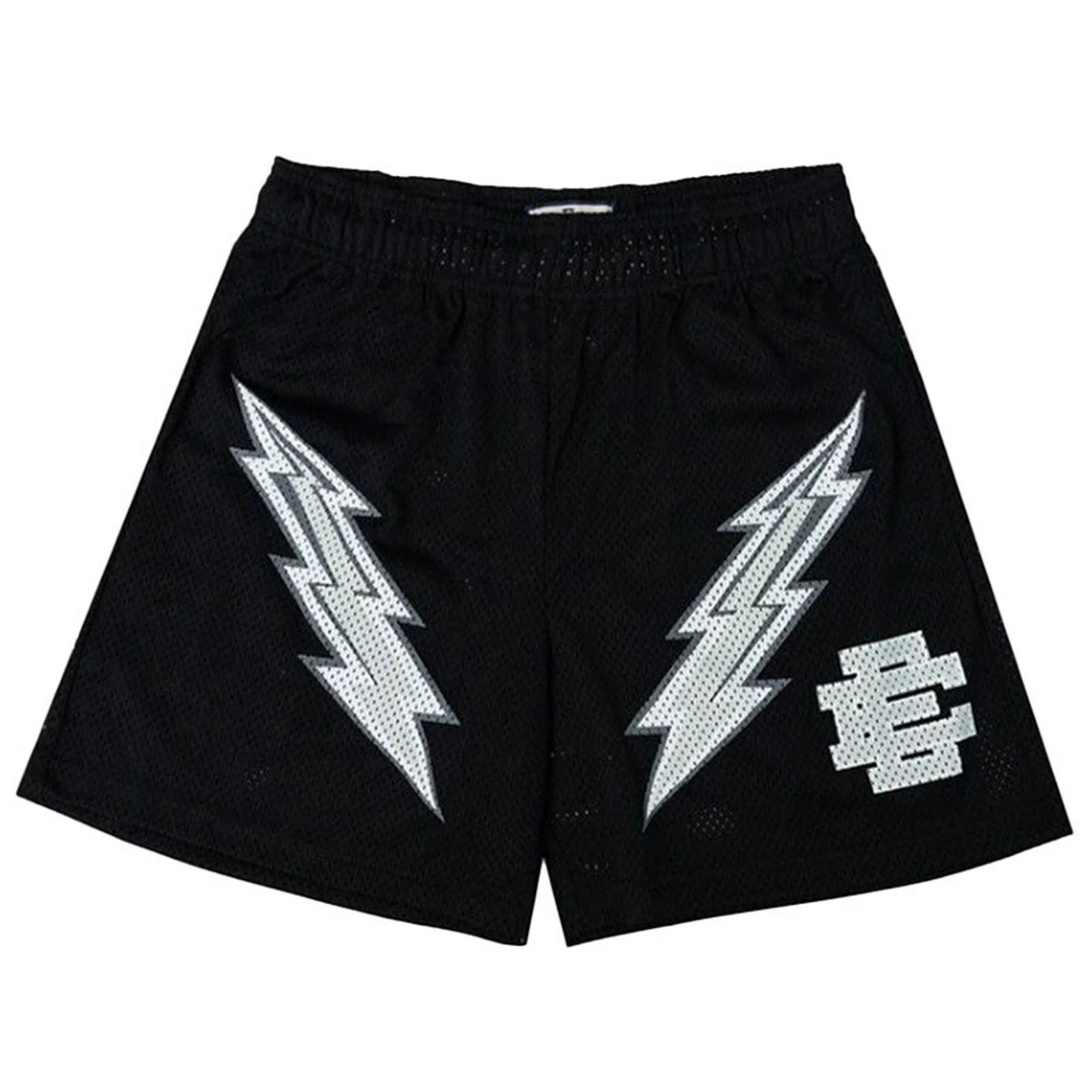 Front view of Design "Grey Lightning" Shorts, ideal for mesh, by courtkicks.