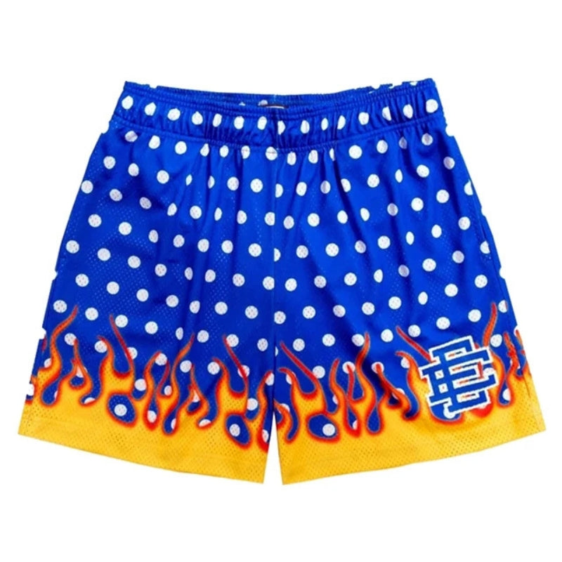 Front view of Design "Blue Fire" Shorts, ideal for mesh, by courtkicks.