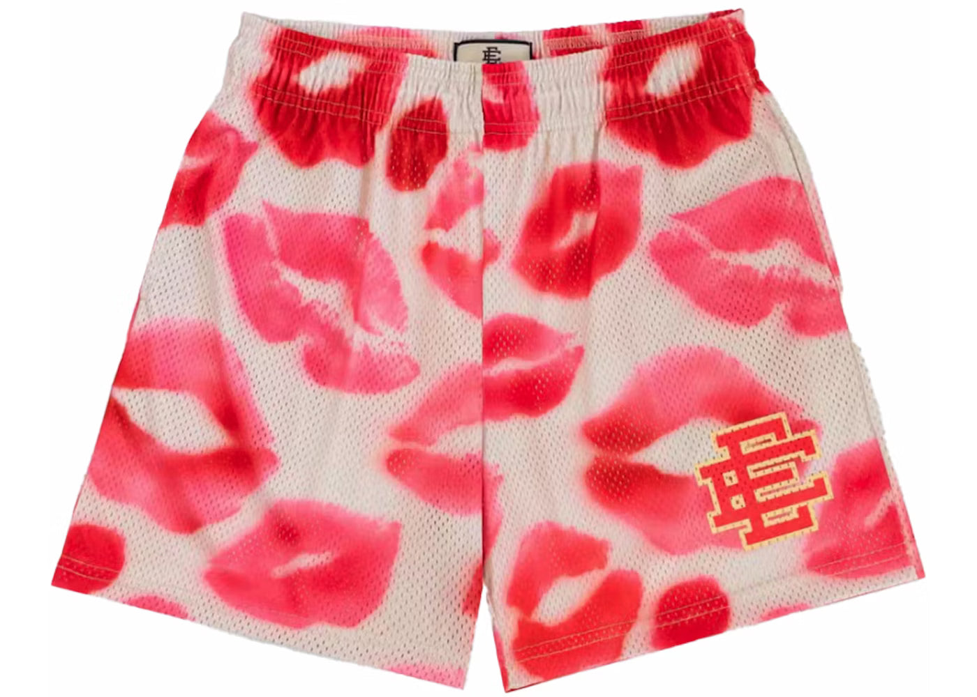 Front view of Lips Design Shorts with lips graphic