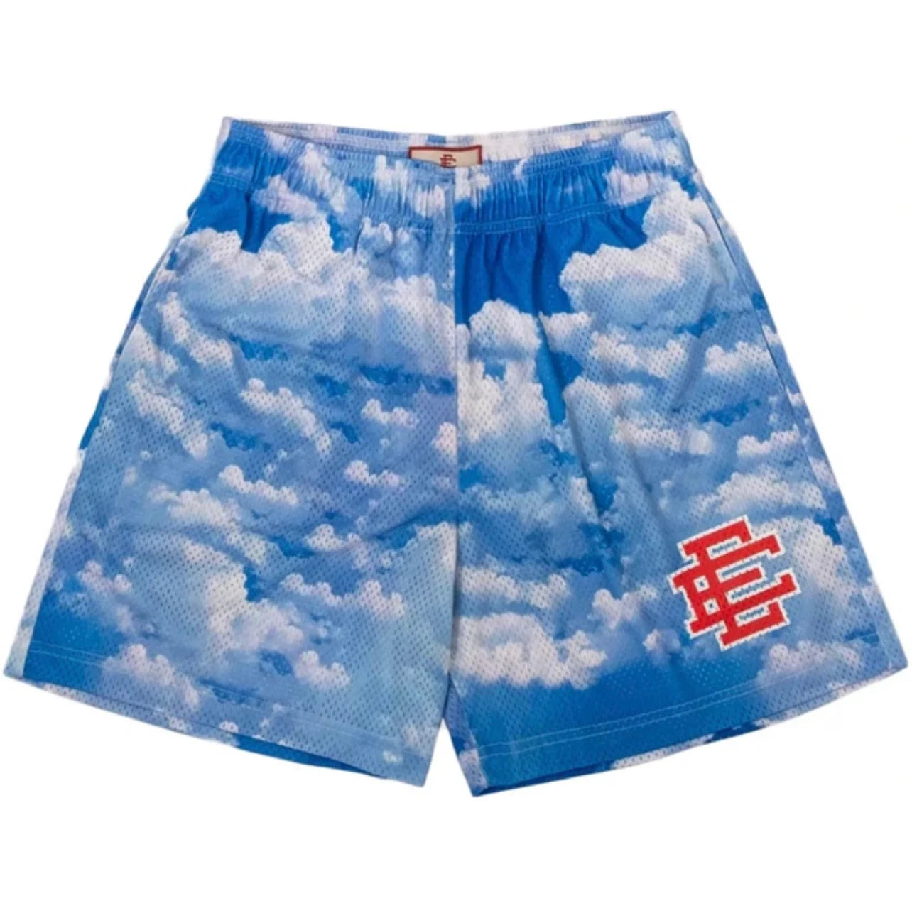 Front view of Design "Blue Sky" Shorts, ideal for mesh, by courtkicks.